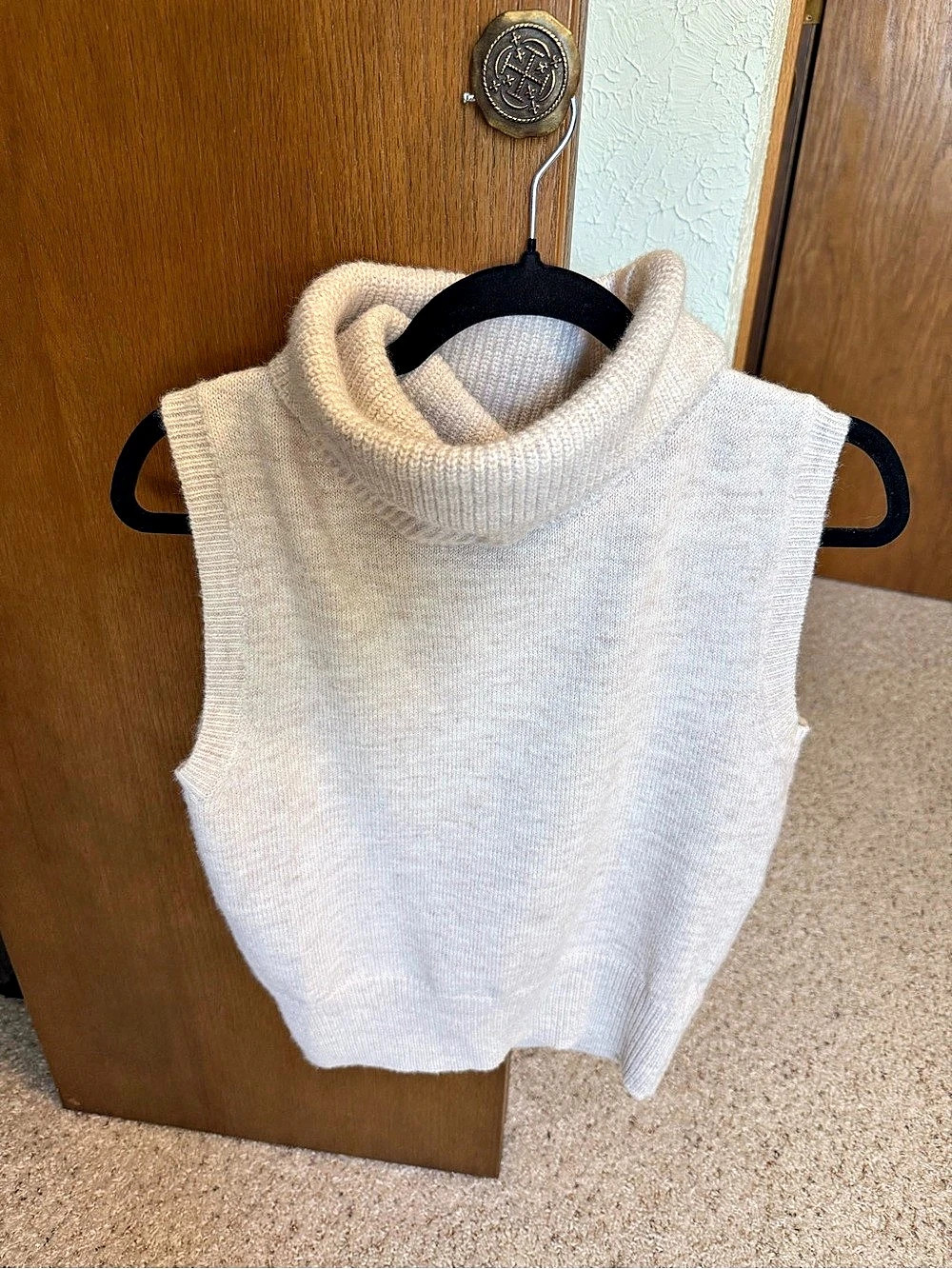 Women's Cream Cowl Neck Sleeveless Sweater